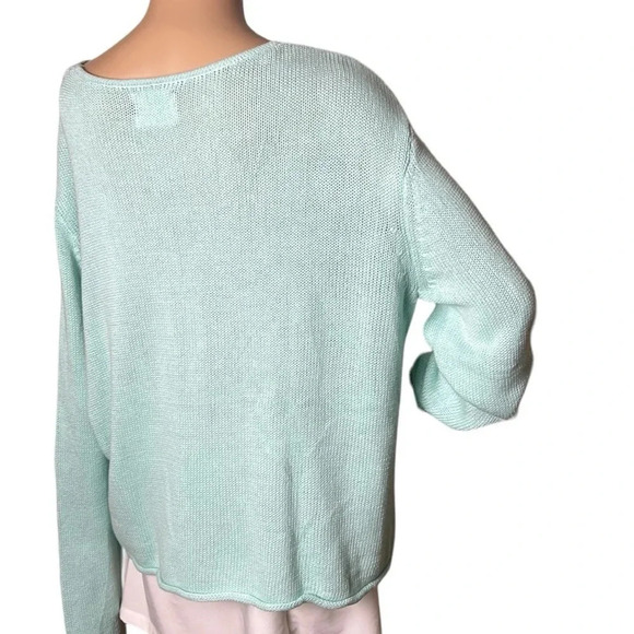 sweater,women large,boho cotton,knit,embroidery. boxy,coastal ,made in USA - Picture 6 of 13